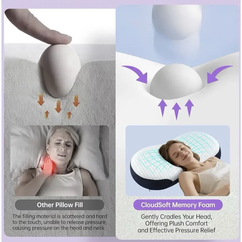 MOONOUU Cloud Align Memory Foam Cervical Pillow Standard New